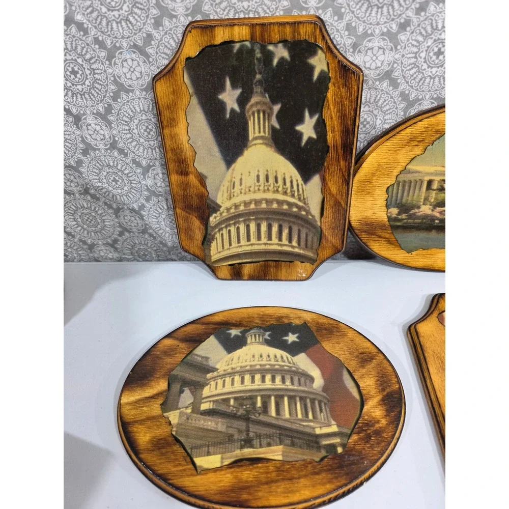 Vintage Patriotic‎ Wood Wall Art Washington DC Capitol Building Decor (4)